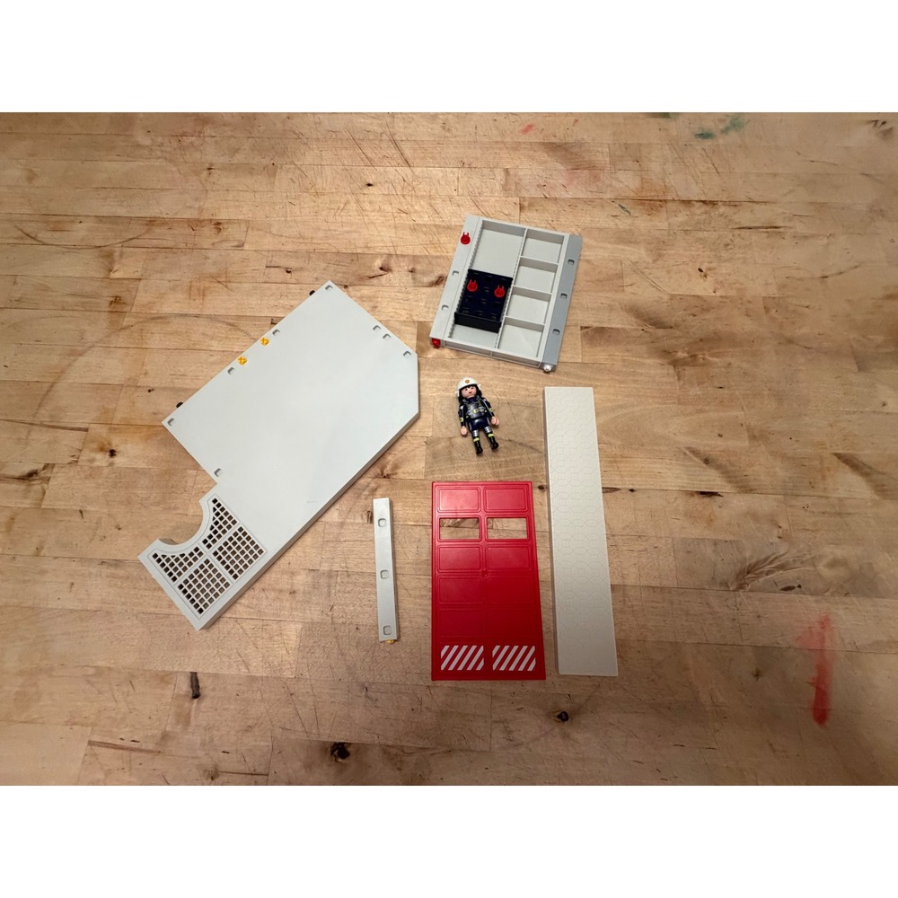Playmobil Fire Station Replacement Parts Lot Firefighter Figure Garage Door Base - Picture 1 of 4